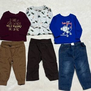 Kids Clothing Set with Dinosaur and Monkey Prints